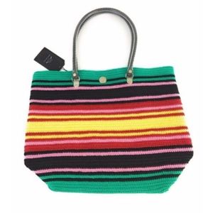 NWT Skipping Girl Stripe Knit Weave Tote Bag